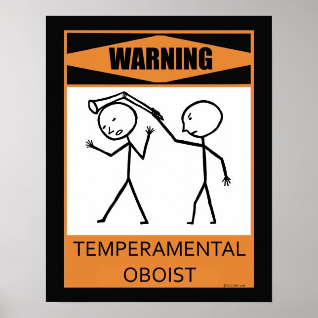 Póster Poster Oboista Temperamental de Advertencia (Frente)
