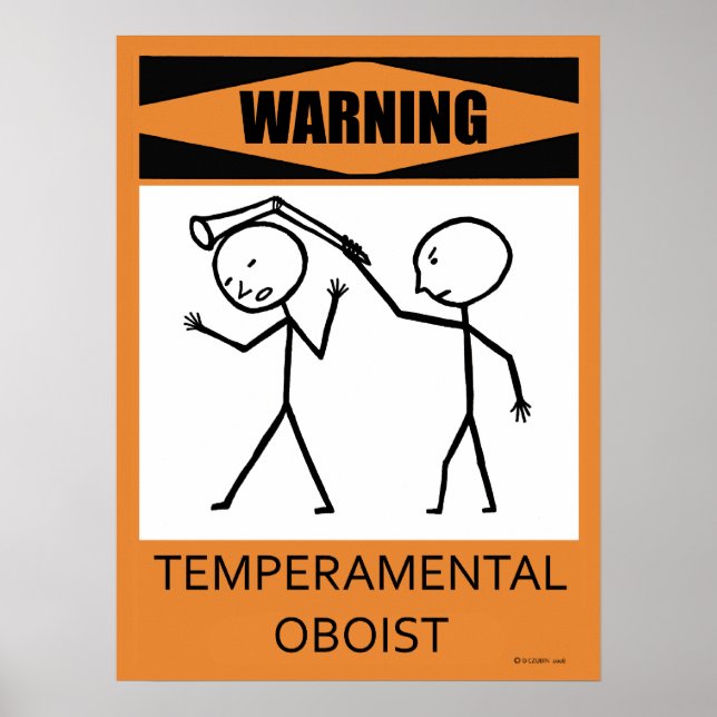 Póster Poster Oboista Temperamental de Advertencia (Frente)
