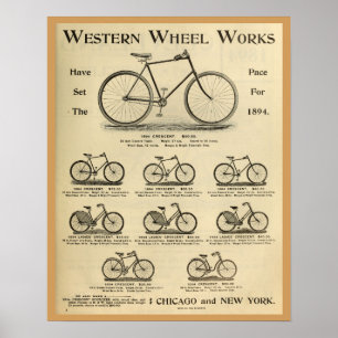 Póster Poster occidental del anuncio de la bicicleta de