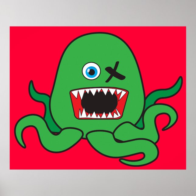 Póster Poster octomonster verde (Frente)