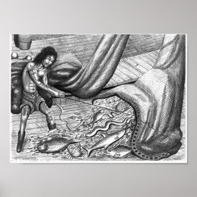 Póster Poster ocular muerto de Vannak y red de peces (Frente)