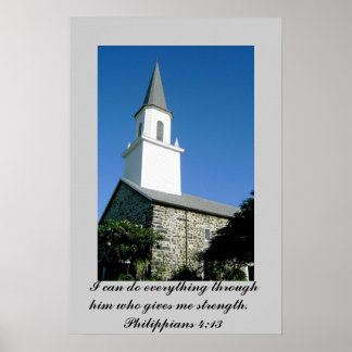 Póster Poster of Church photo with Philippians 4:13
