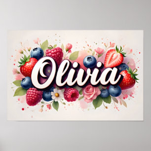 Póster Poster "Olivia" de nombre floral de Berry personal