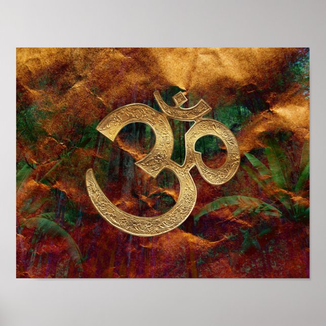 Póster Poster - Oro OM con fondo verde marrón (Frente)
