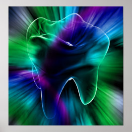 Póster Poster ortodoncista con dientes azules brillantes