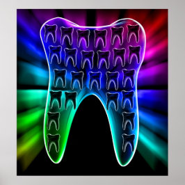 Póster Poster ortodoncista de diseño dental de color