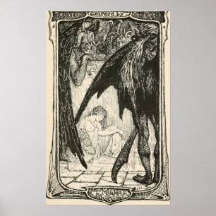 Póster Poster oscuro del ilustracion de libro del cuento