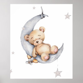 Póster Poster - Oso Durmiendo En La Luna Escudo