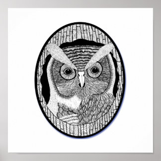 Póster Poster Oval Tree Owl