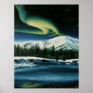 Póster Poster paisajista de Canadá con pintura de luces b