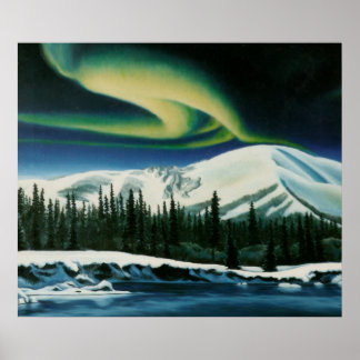 Póster Poster paisajístico Yukón de pintura de las luces 