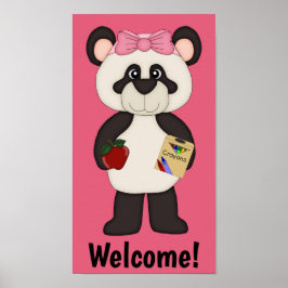Póster Poster Panda, Chica de escuela de bienvenida rosa