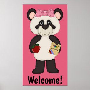 Póster Poster Panda, Chica de escuela de bienvenida rosa