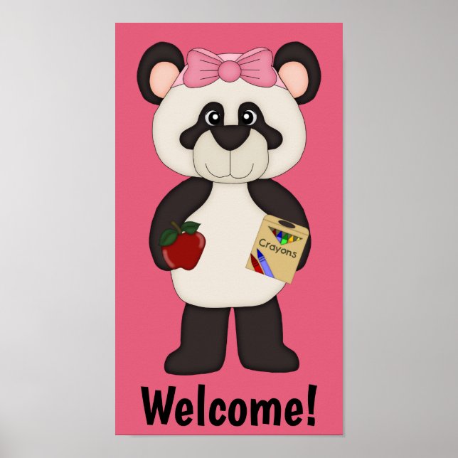 Póster Poster Panda, Chica de escuela de bienvenida rosa (Frente)