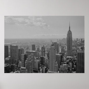 Póster Poster Panorama de Nueva York blanco negro Manhatt