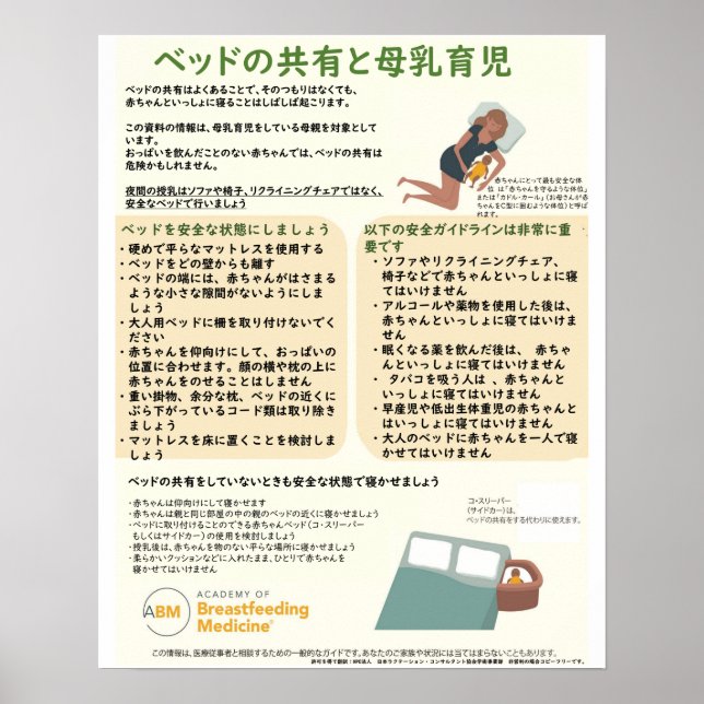 Póster Poster para compartir la cama y amamantar (japonés (Frente)