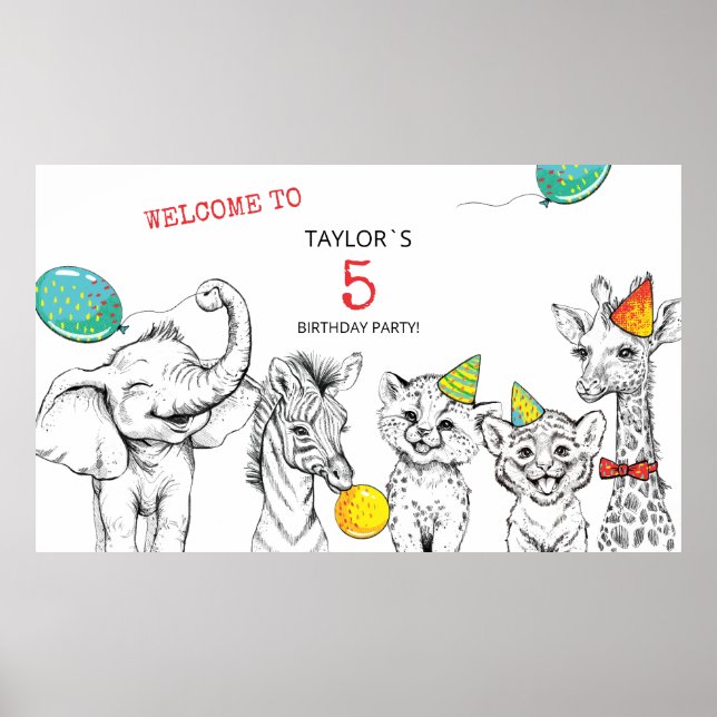 Póster Poster para la quinta fiesta de cumpleaños. (Frente)