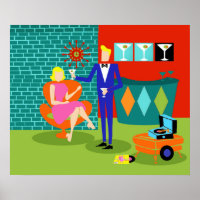 Poster Pareja Retro Martini