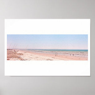Póster Poster Pastel Rosa Blue Beach Ocean Walking