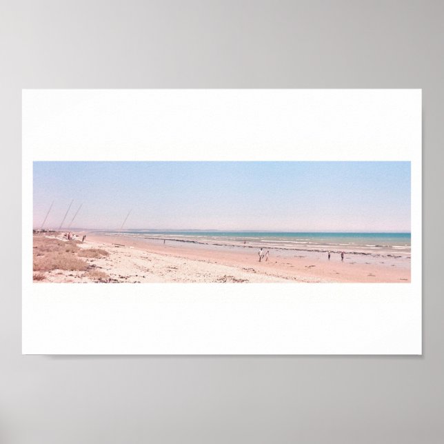 Póster Poster Pastel Rosa Blue Beach Ocean Walking (Frente)