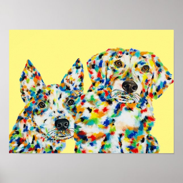 Póster Poster Pastor Australiano y Hound (Frente)