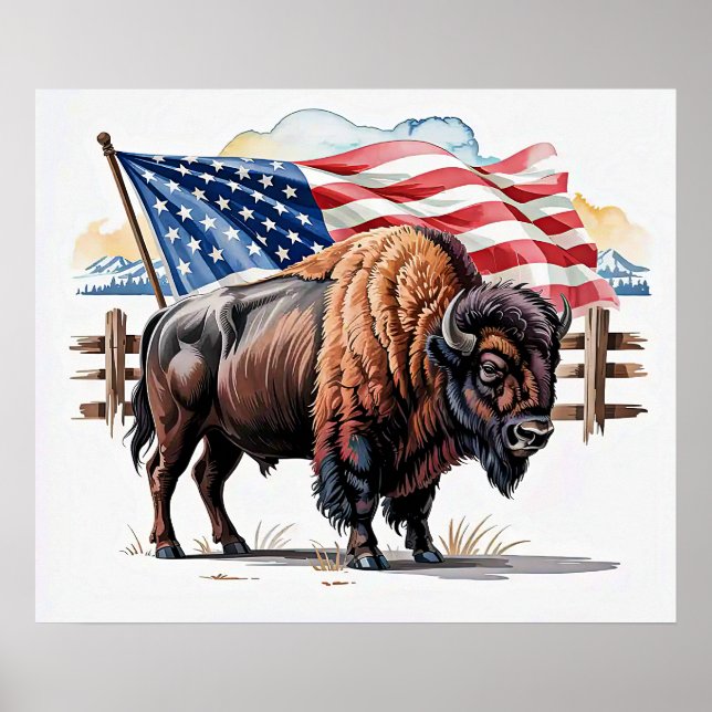 Póster Poster Patriotic Bison (Frente)