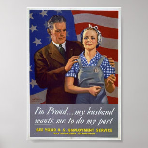 Póster Poster patriótico de WWII/trabajos civiles