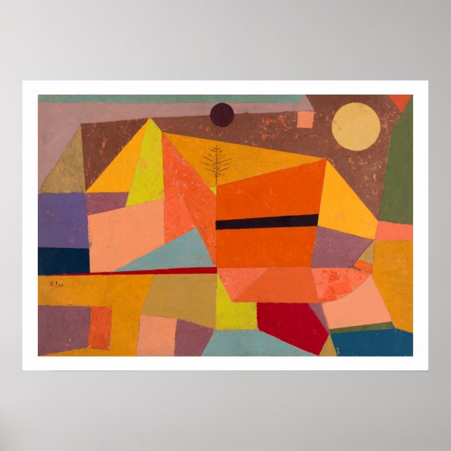 PÓSTER POSTER : PAUL KLEE : PAISAJE DE MONTAÑA ALEGRE (Frente)