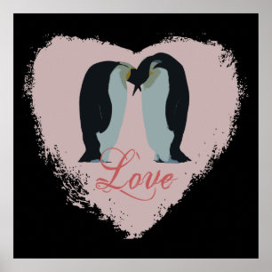 Póster Poster Penguin Love Heart