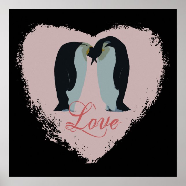 Póster Poster Penguin Love Heart (Frente)