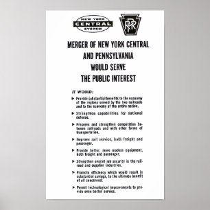 Póster Poster Penn Central Railroad Merger 1968