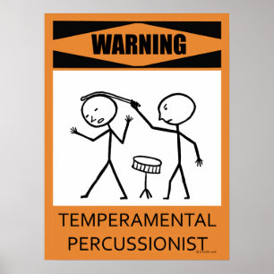 Póster Poster percussionista de temperatura de advertenci