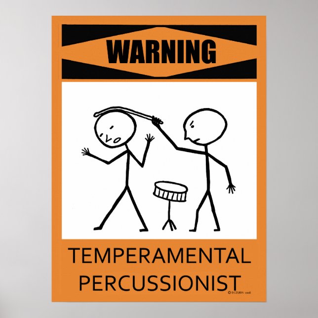 Póster Poster percussionista de temperatura de advertenci (Frente)