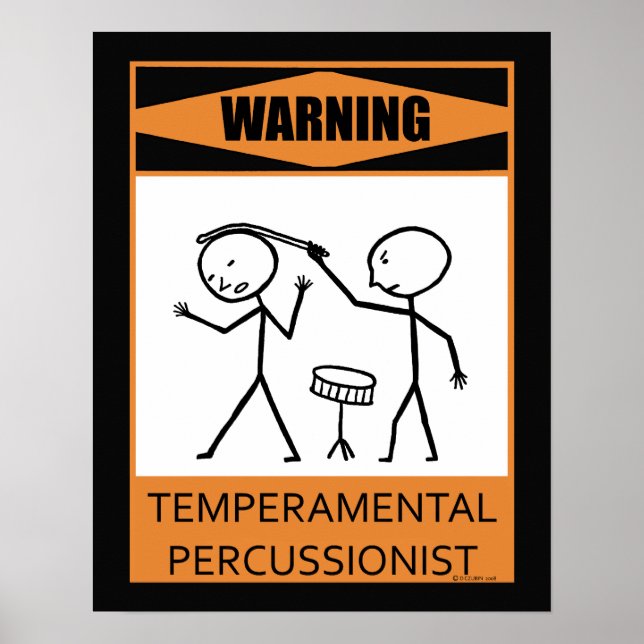 Póster Poster percussionista de temperatura de advertenci (Frente)