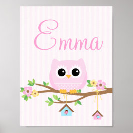 Póster Poster personalizada Owl Baby Girl