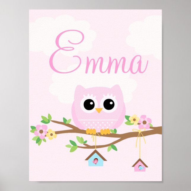 Póster Poster personalizada Owl Baby Girl pink (Frente)
