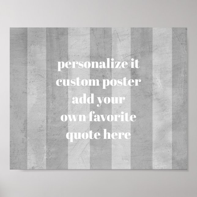 Póster poster personalizado añada su cita rayas chic shab (Frente)