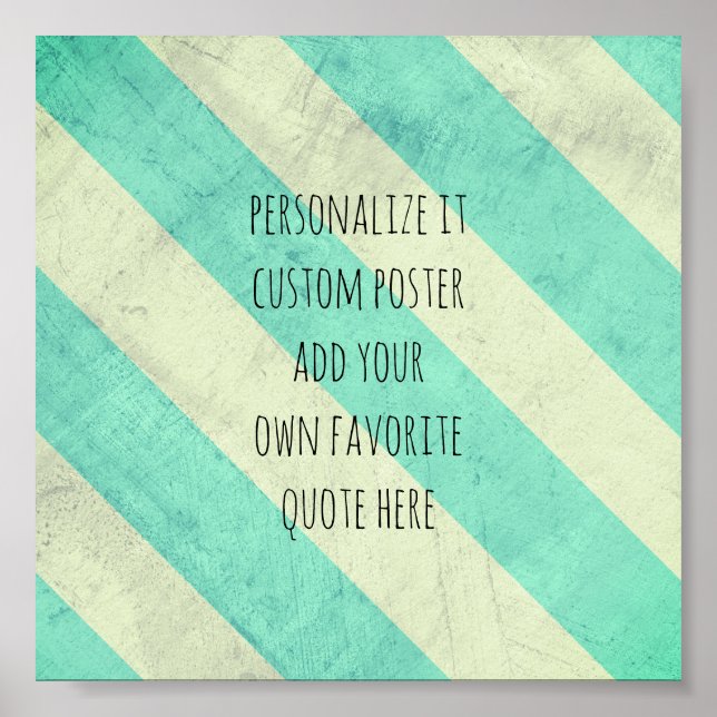 Póster poster personalizado añada su cita rayas chic shab (Frente)