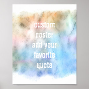 Póster poster personalizado añada su propia acuarela azul