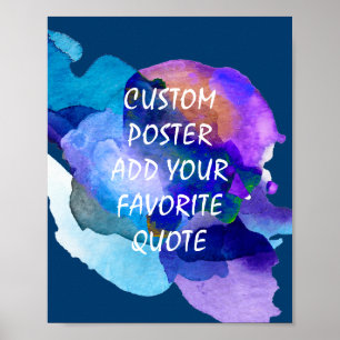 Póster poster personalizado añada su propia acuarela azul