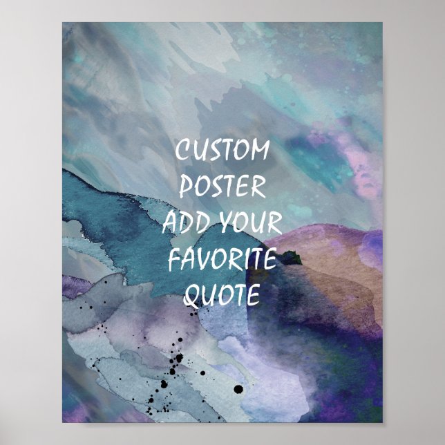 Póster poster personalizado añada su propia acuarela azul (Frente)