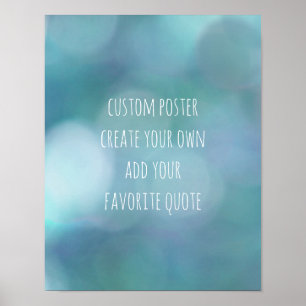 Póster poster personalizado añada su propia cita azul y b