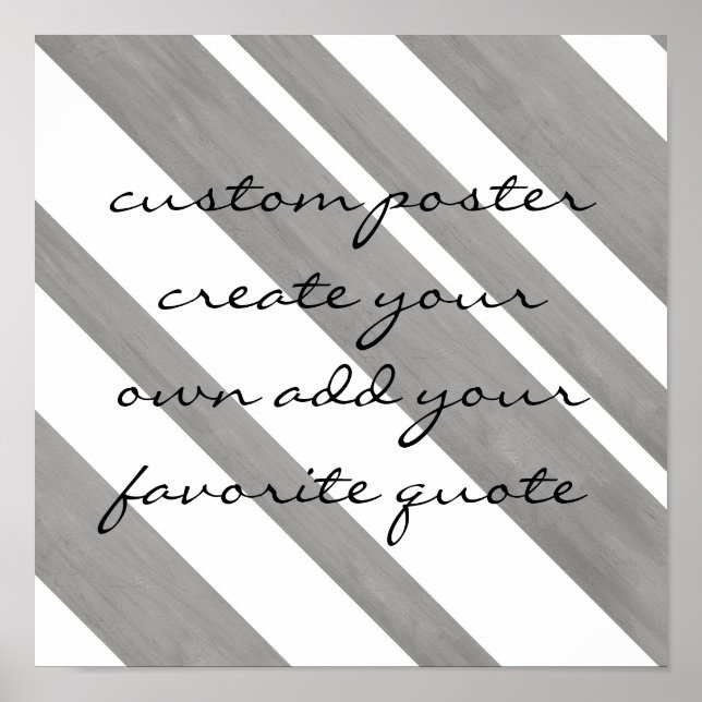 Póster poster personalizado añada su propia cita en gris  (Frente)