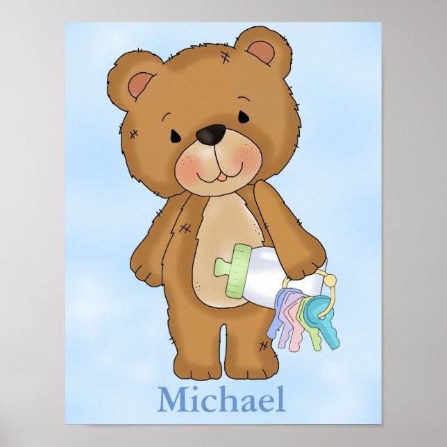 Póster Poster personalizado Baby Boy Teddy Bear Baby Bott (Frente)