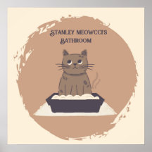 Poster personalizado, baño de gato, gato marrón
