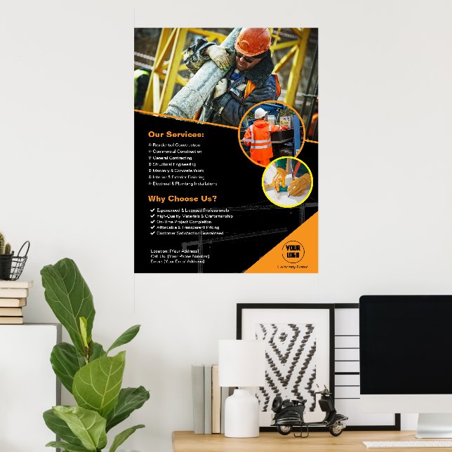 Póster Poster Personalizado de la empresa de construcción (Oficina en casa)
