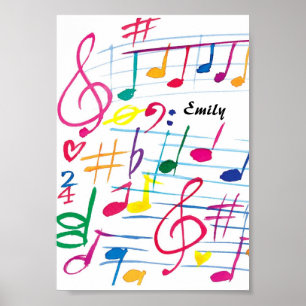 Póster Poster personalizado de la nota de la música