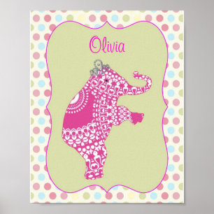 Póster Poster personalizado de la princesa elefante rosa