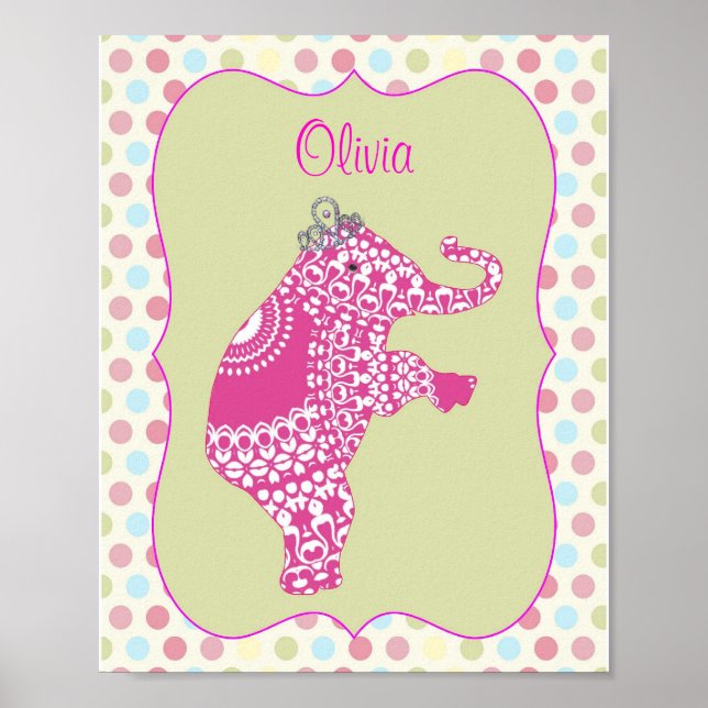 Póster Poster personalizado de la princesa elefante rosa (Frente)