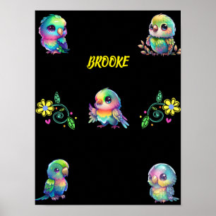 Póster Poster personalizado de las flores y las aves arco